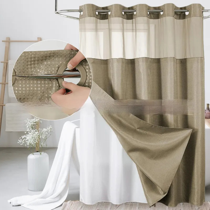 Waffle Shower Curtain — Hookless Double Layer