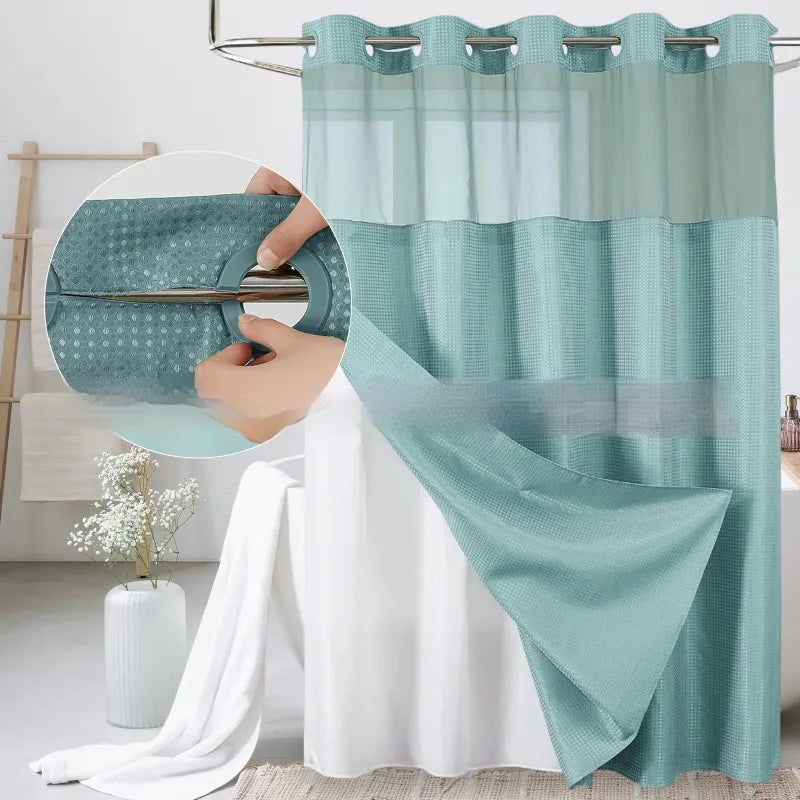 Waffle Shower Curtain — Hookless Double Layer