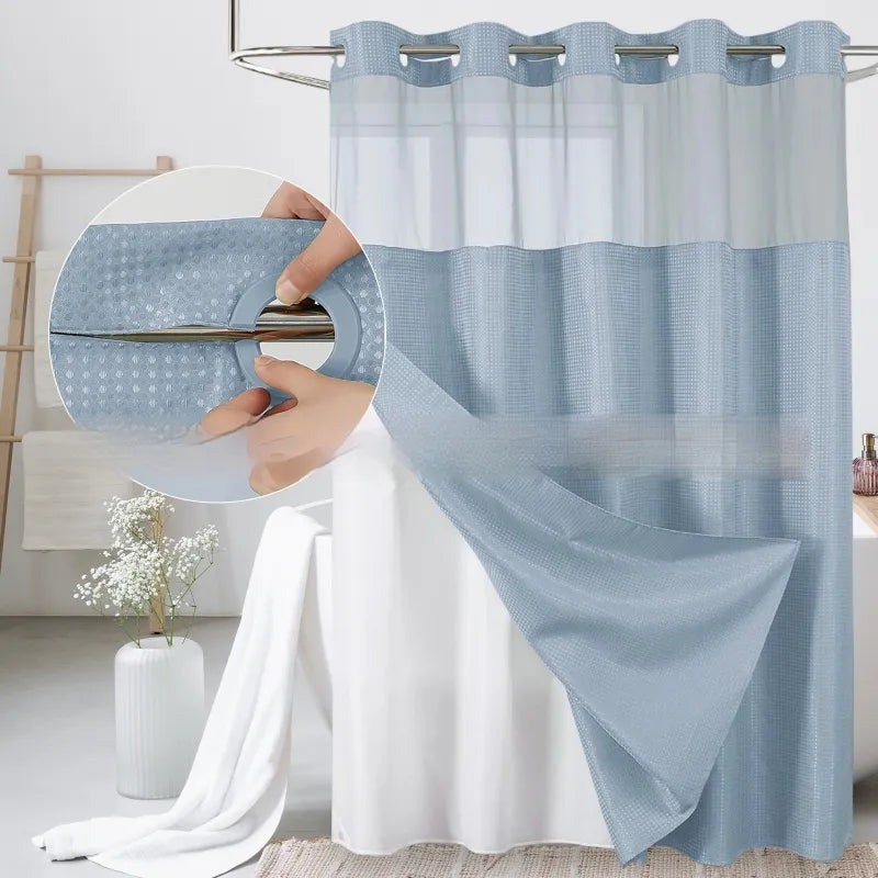Waffle Shower Curtain — Hookless Double Layer
