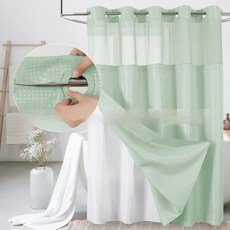 Waffle Shower Curtain — Hookless Double Layer