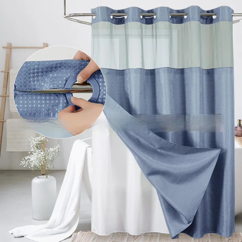 Waffle Shower Curtain — Hookless Double Layer
