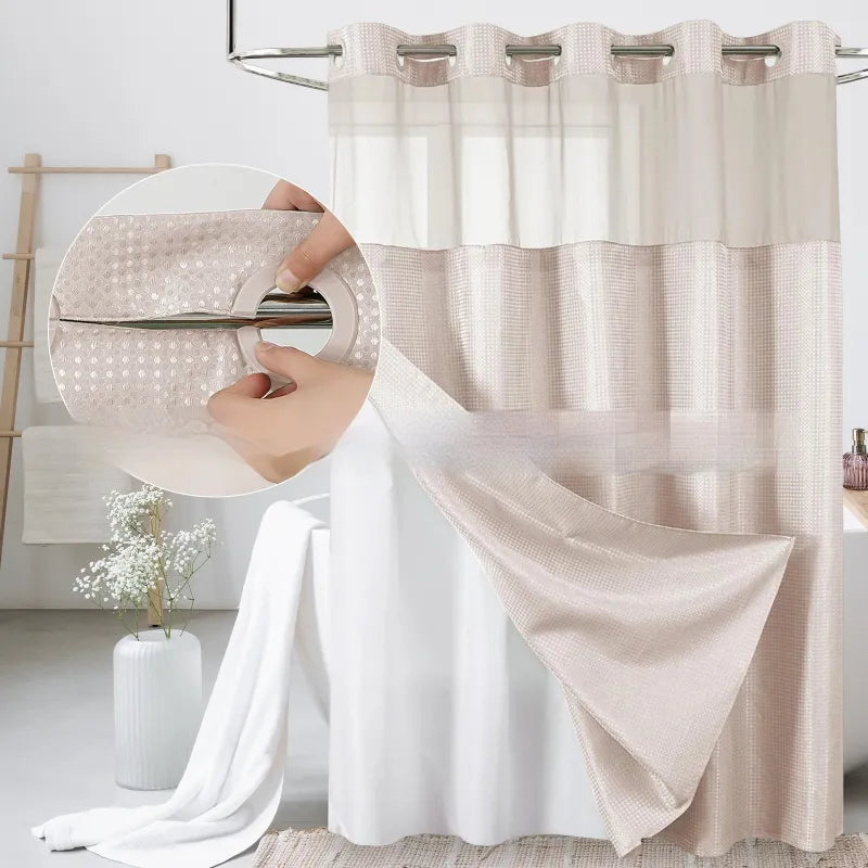 Waffle Shower Curtain — Hookless Double Layer
