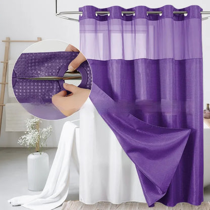 Waffle Shower Curtain — Hookless Double Layer