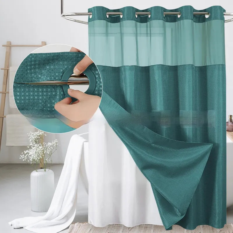 Waffle Shower Curtain — Hookless Double Layer