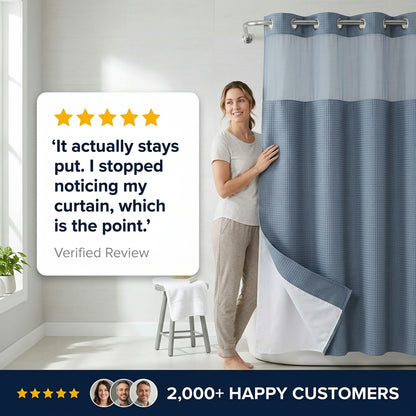 Waffle Shower Curtain — Hookless Double Layer