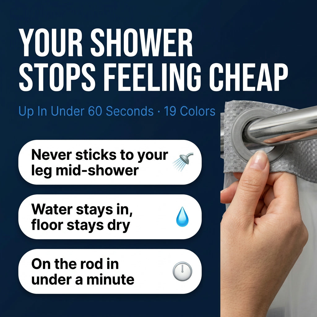 Waffle Shower Curtain — Hookless Double Layer